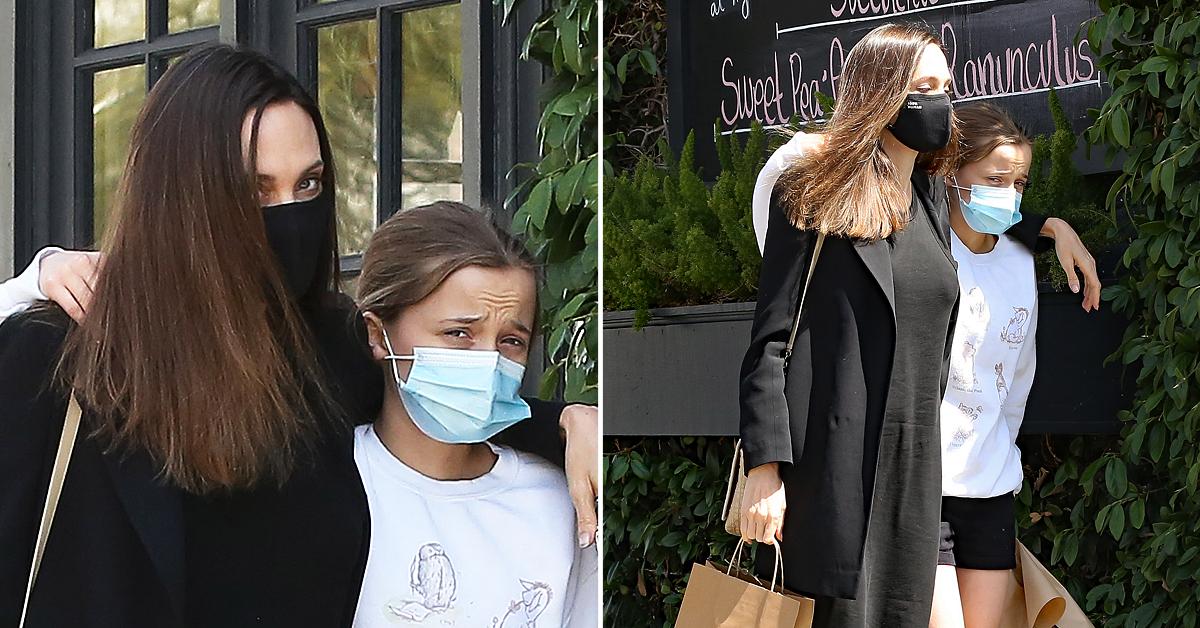 angelina jolie seen out with vivienne buying flowers ok